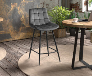 Alternative view of Chaise de comptoir 'Juta' Velours Gris foncé