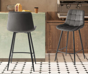 Chaise de comptoir 'Juta' Velours Taupe