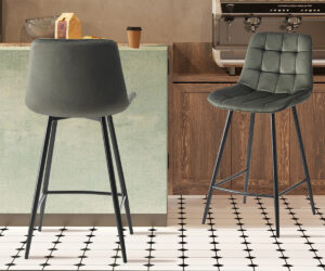 Chaise de comptoir 'Juta' Velours Vert