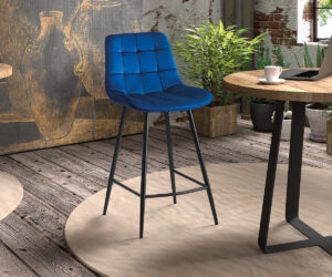 Alternative view of Chaise de comptoir 'Juta' Velours Bleu