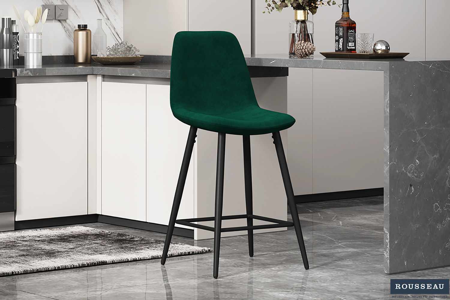 Chaise de Comptoir 'Boy' Velours Vert