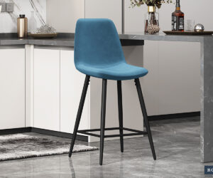 Chaise de Comptoir 'Boy' Velours Bleu clair