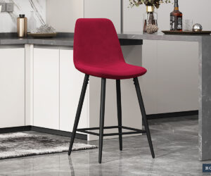 Chaise de Comptoir 'Boy' Velours Bordeau