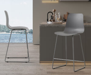 Chaise de comptoir 'Marie' PP Gris