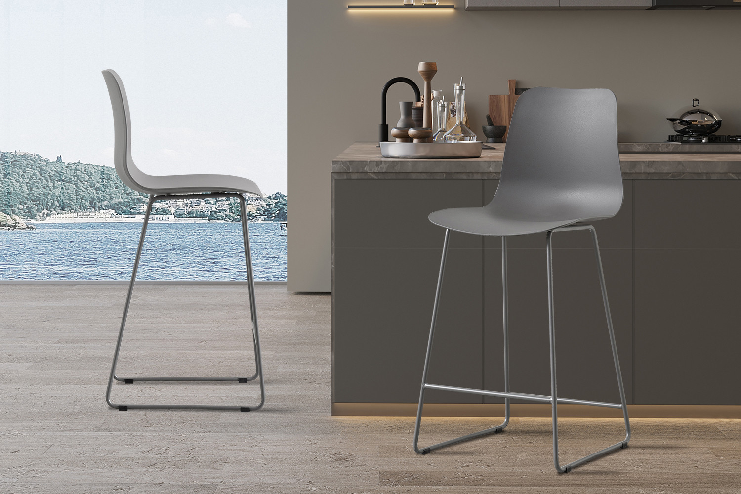 Chaise de comptoir 'Marie' PP Gris