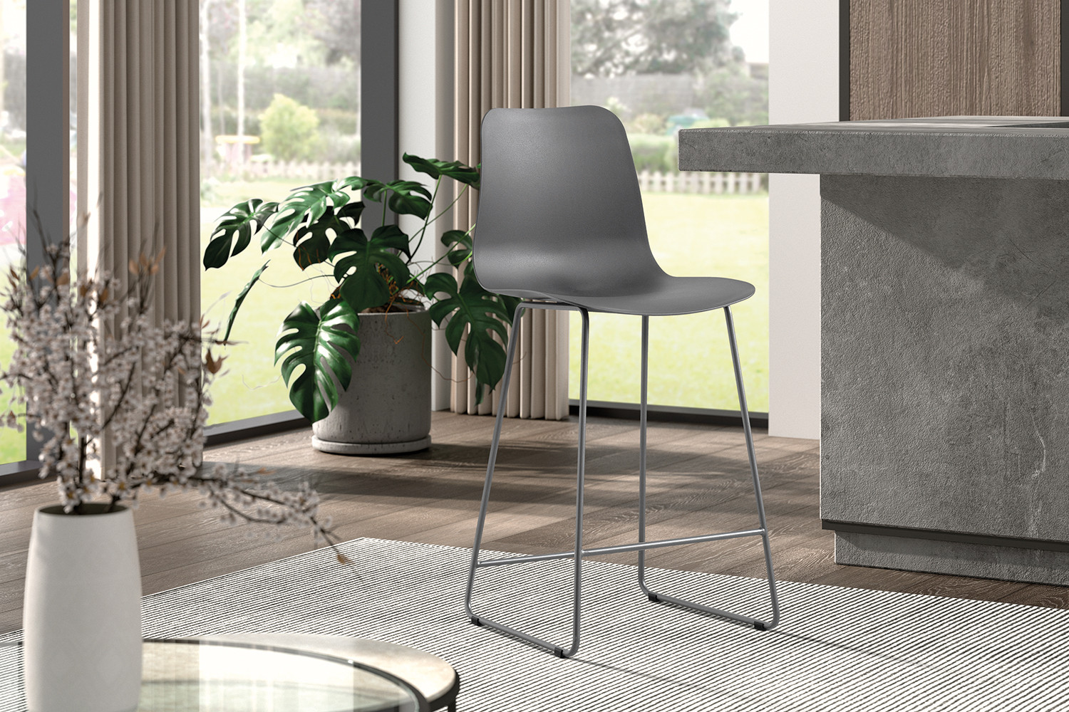 Chaise de comptoir 'Marie' PP Gris – Image 2