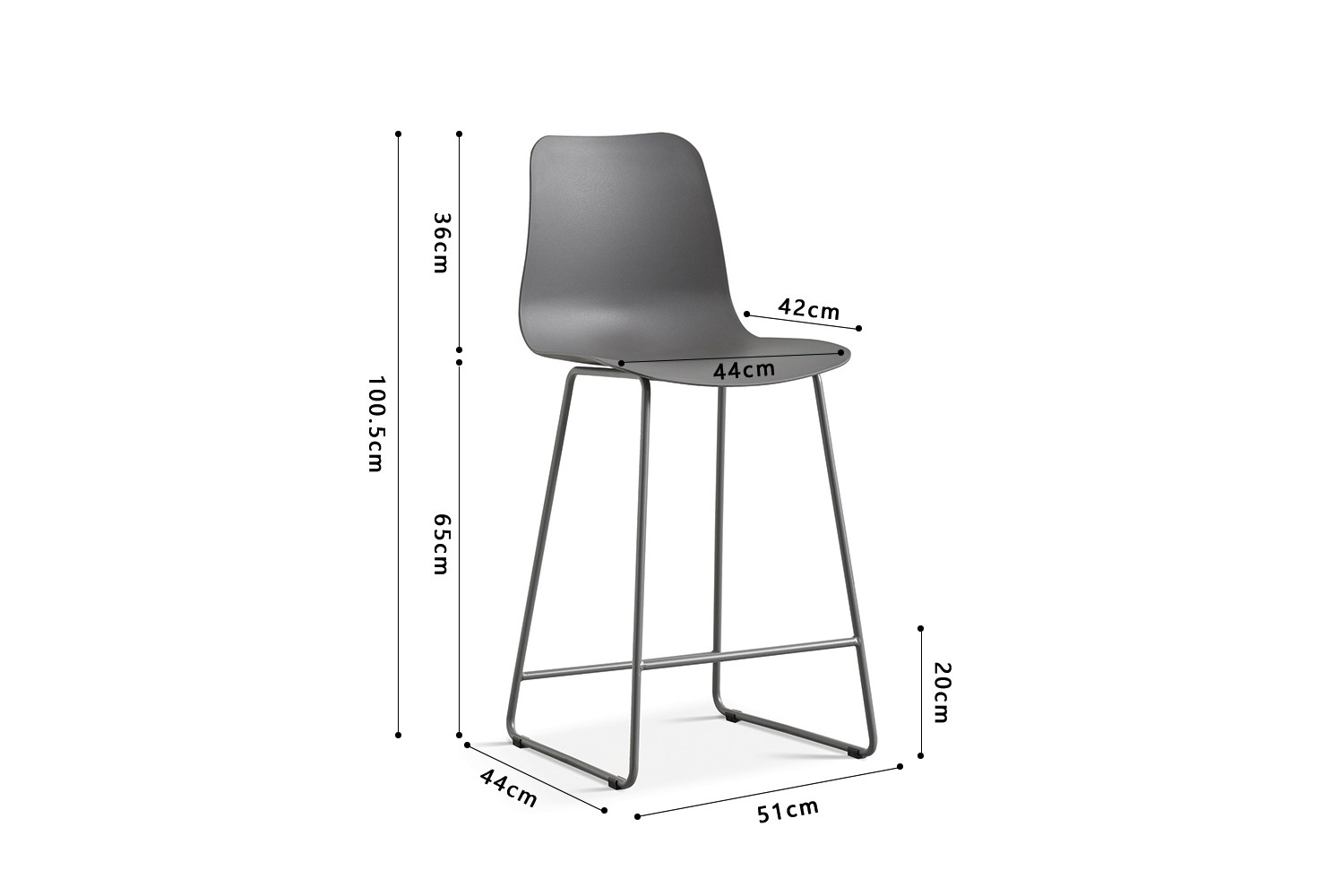 Chaise de comptoir 'Marie' PP Gris – Image 7