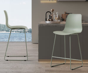 Chaise de comptoir 'Marie' PP Gris-vert