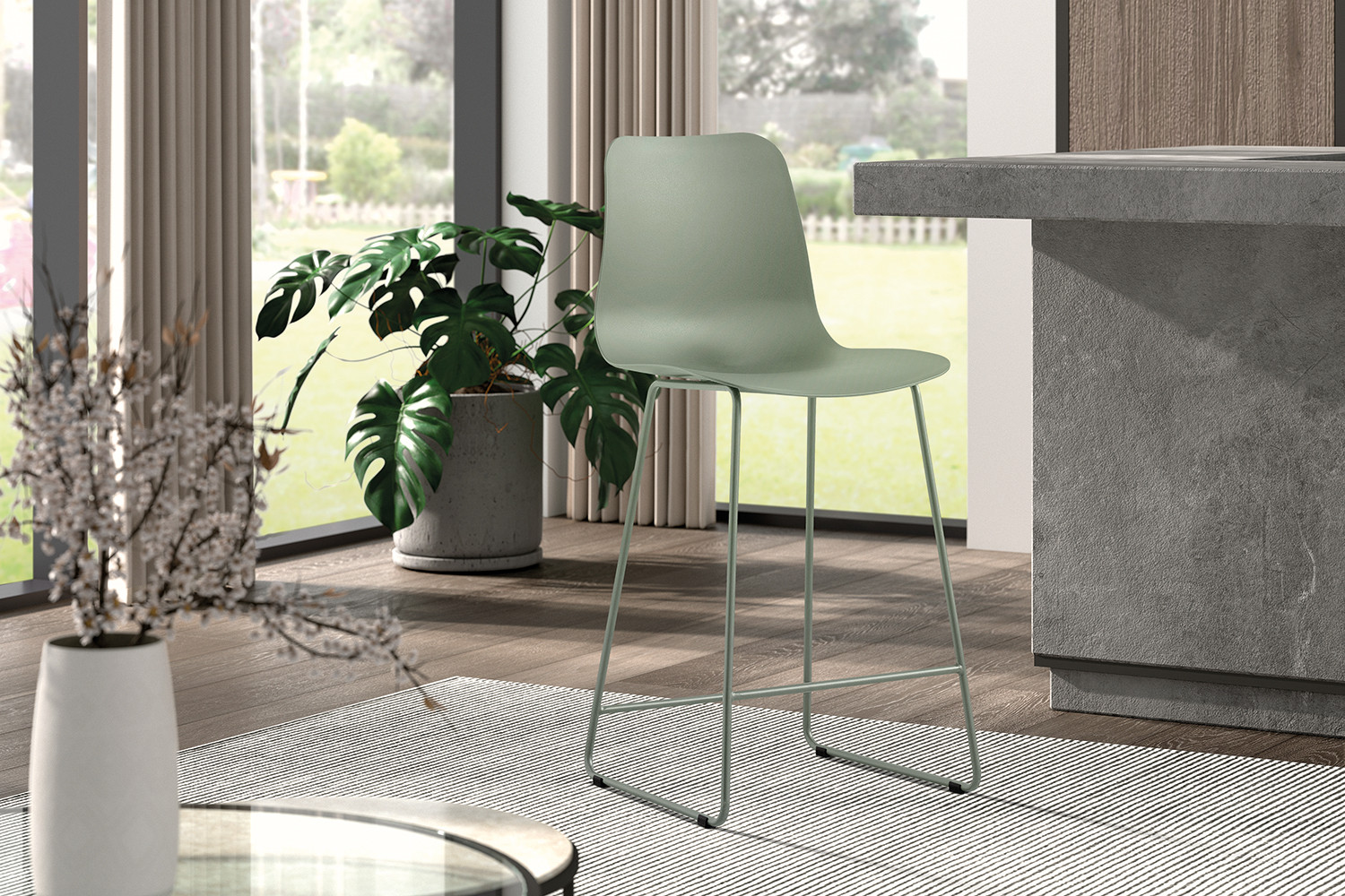 Chaise de comptoir 'Marie' PP Gris-vert – Image 2