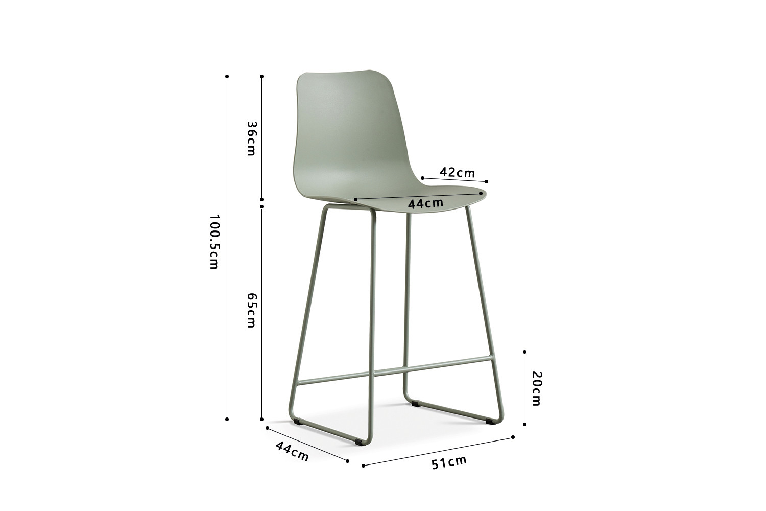 Chaise de comptoir 'Marie' PP Gris-vert – Image 7