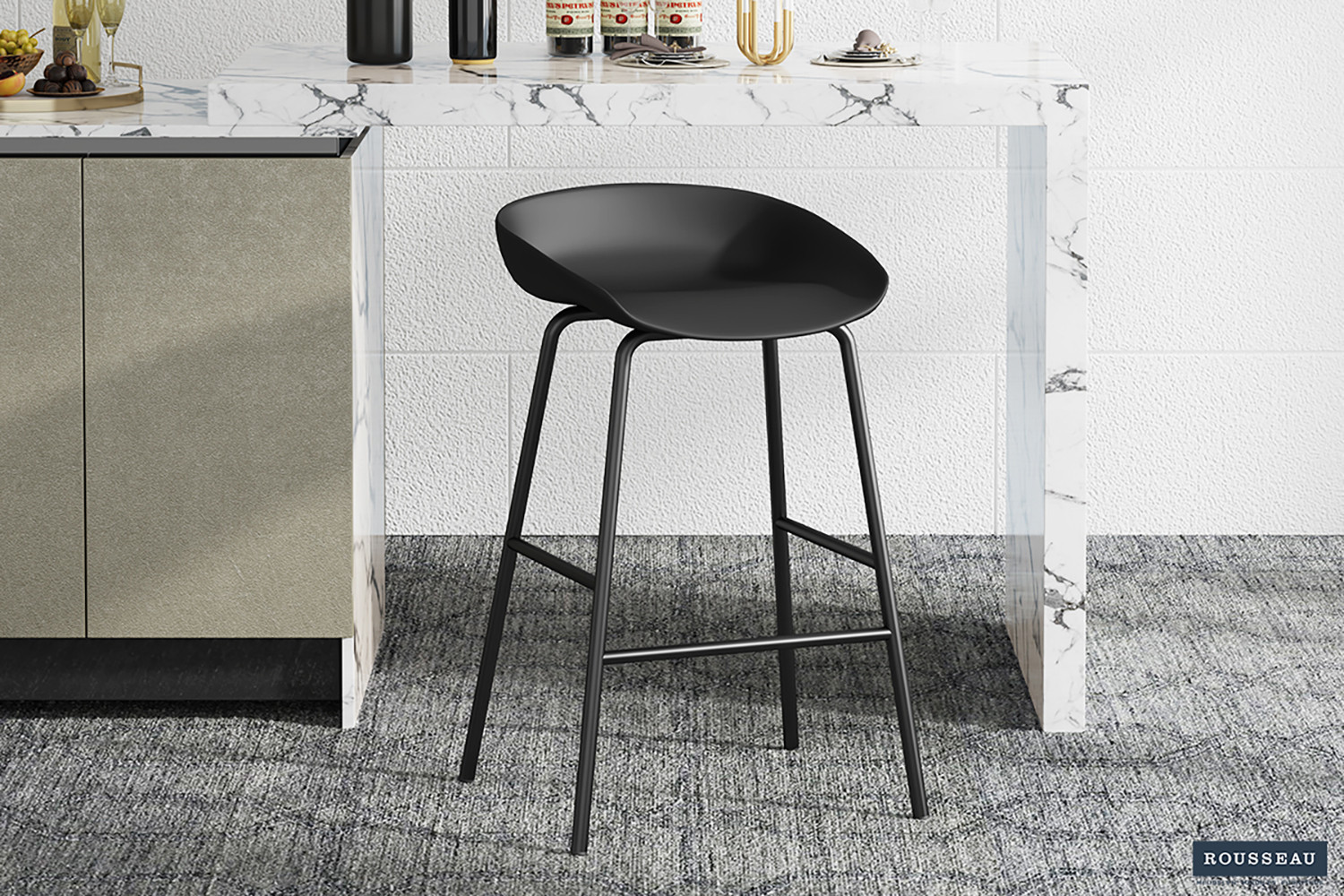 Chaise de comptoir 'Anna' PP Noir