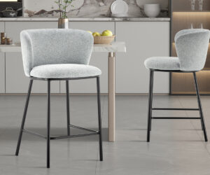 Chaise de comptoir 'Arthur' Tissu Ote Belfast 41 Gris clair