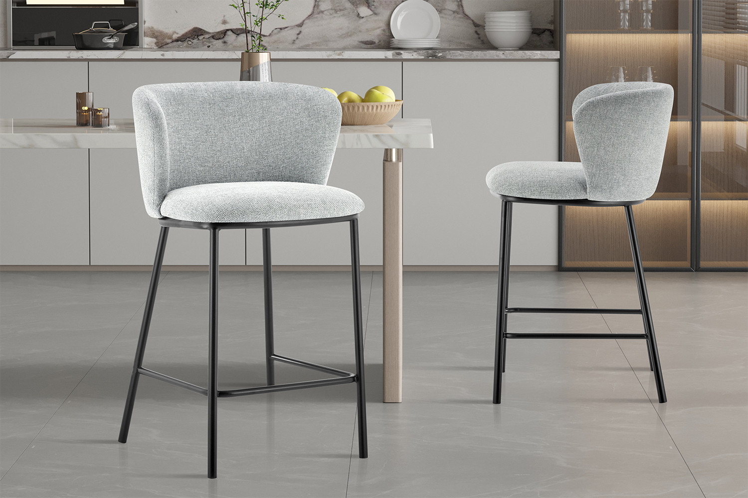 Chaise de comptoir 'Arthur' Tissu Ote Belfast 41 Gris clair