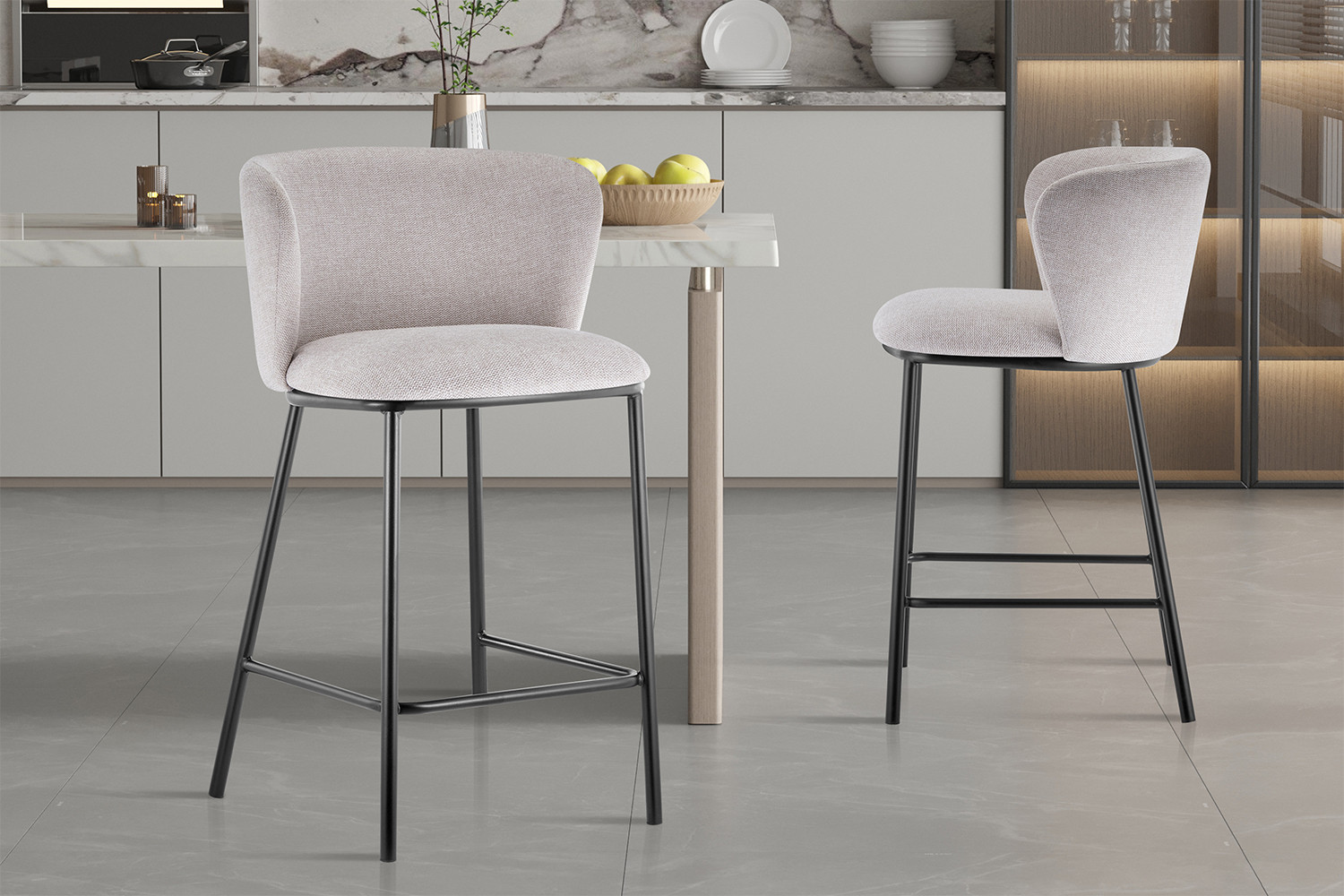 Chaise de comptoir 'Arthur' Tissu Ote Belfast 23 Beige