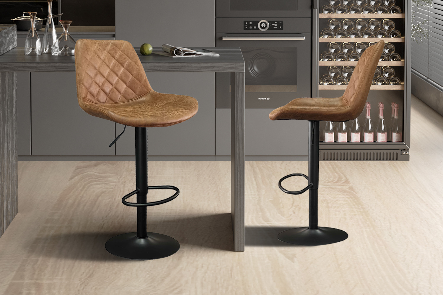 Tabouret de bar 'Madrid' PU Ote Topper 02 Cognac