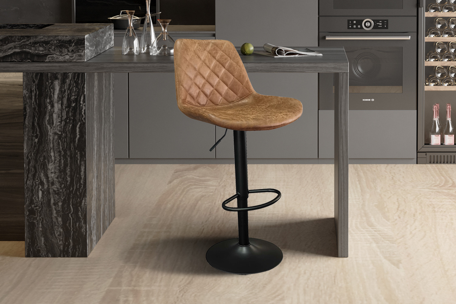 Tabouret de bar 'Madrid' PU Ote Topper 02 Cognac – Image 2
