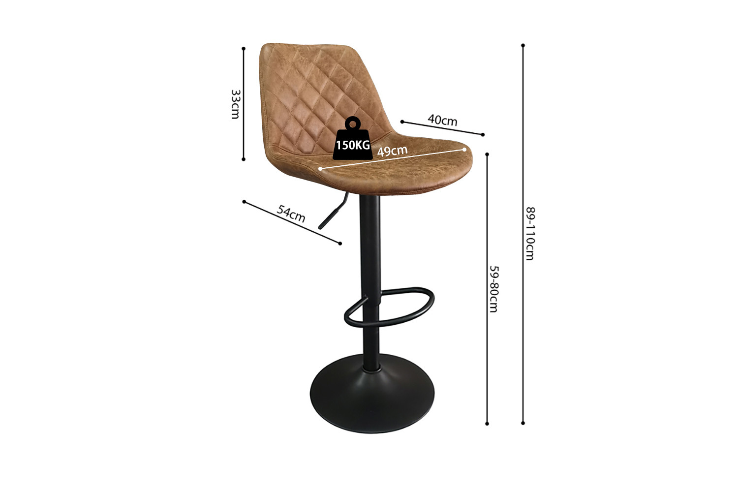 Tabouret de bar 'Madrid' PU Ote Topper 02 Cognac – Image 8