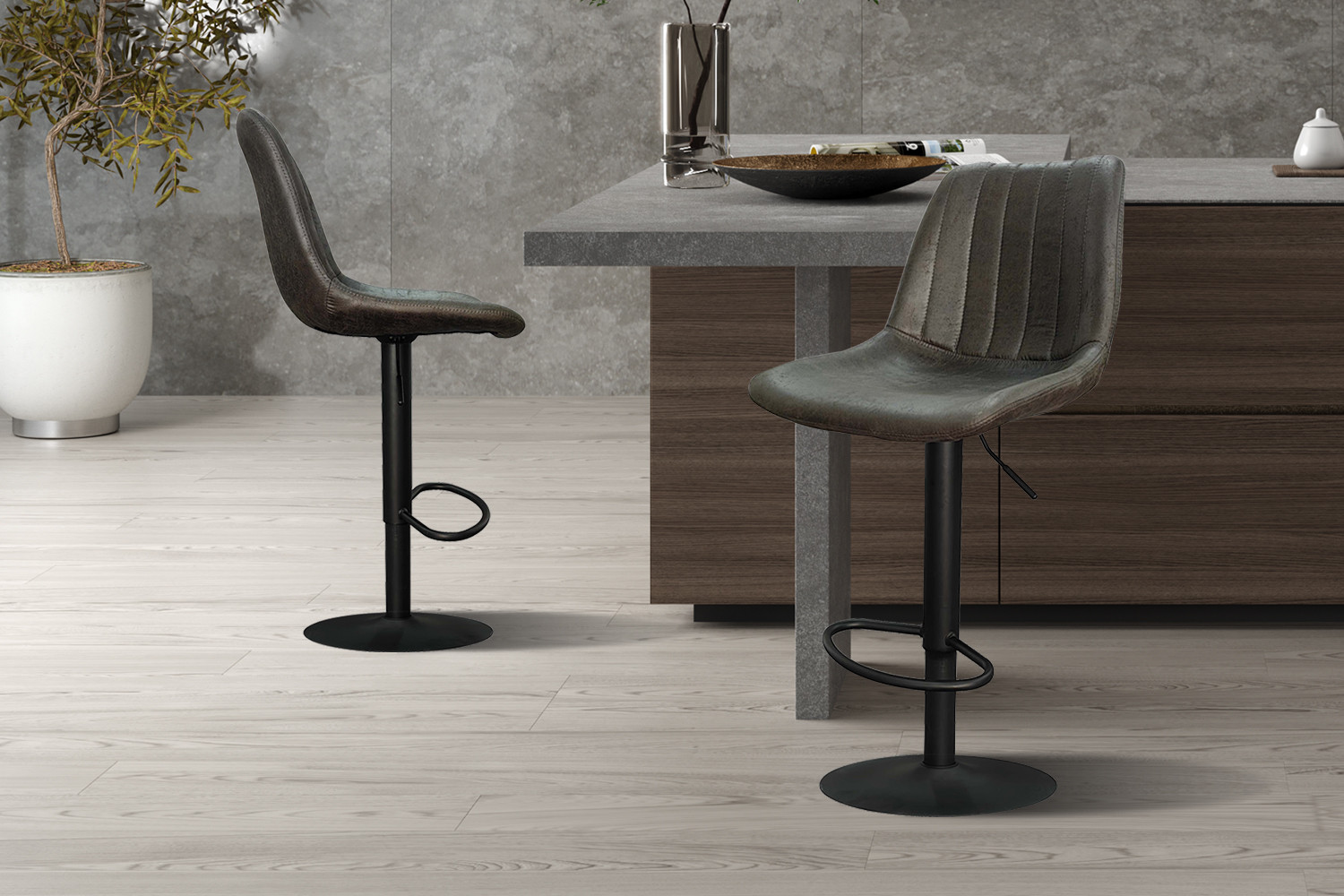 Tabouret de bar 'Barcelona' PU Ote Topper 05 Brun foncé