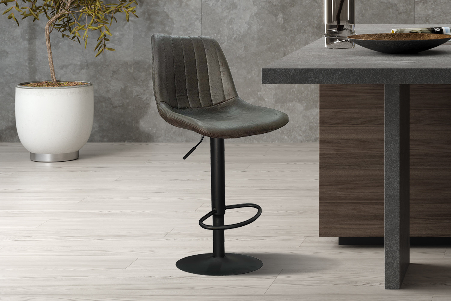 Tabouret de bar 'Barcelona' PU Ote Topper 05 Brun foncé – Image 2