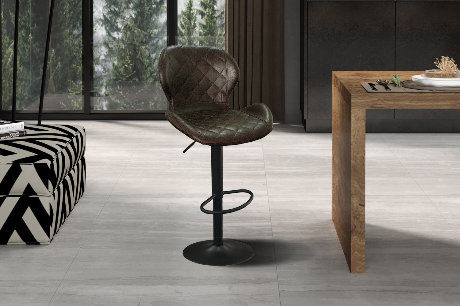 Tabouret de bar 'Malaga' PU Ote Topper 05 Brun foncé – Image 2