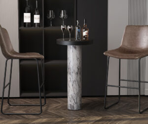 Chaise de comptoir 'Mancia' PU Ote Topper 05 Brun foncé