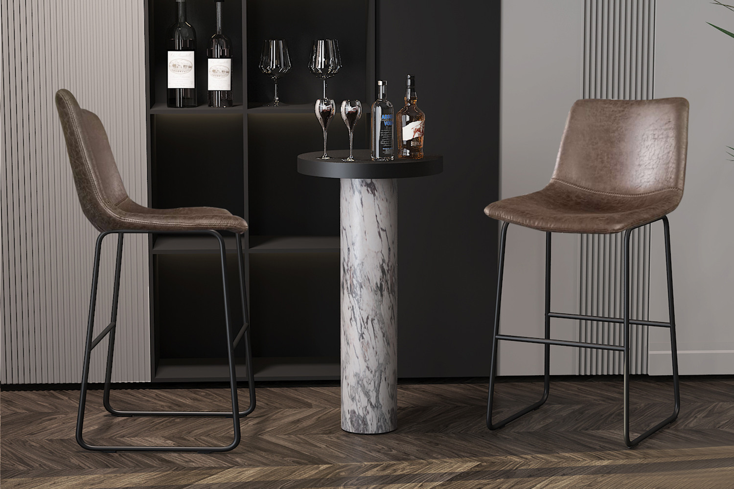 Chaise de comptoir 'Mancia' PU Ote Topper 05 Brun foncé