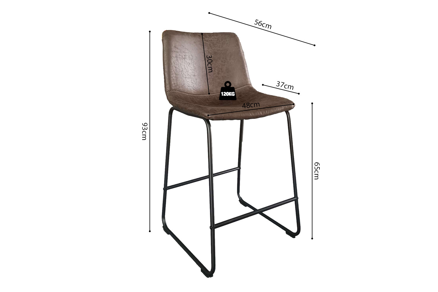 Chaise de comptoir 'Mancia' PU Ote Topper 05 Brun foncé – Image 8