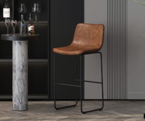 Tabouret de bar 'Mancia' PU Ote Topper 02 Cognac