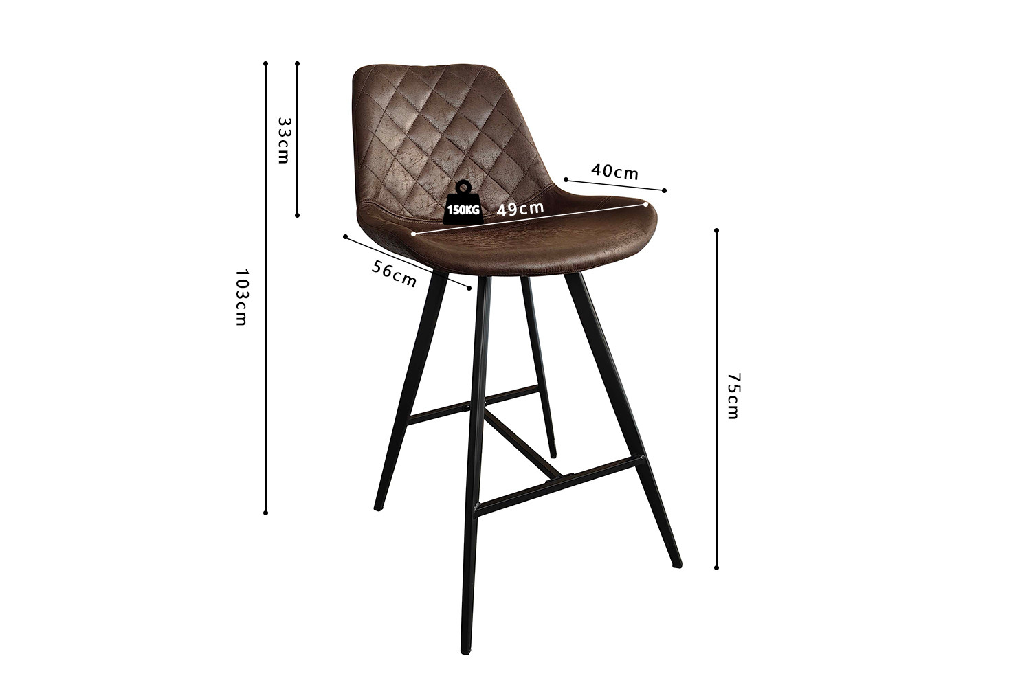 Tabouret de bar 'Palmas' PU Ote Topper 05 Brun foncé – Image 9