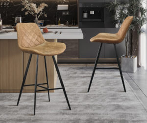 Tabouret de bar 'Palmas' PU Ote Topper 02 Cognac