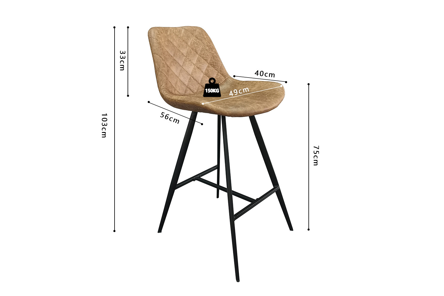 Tabouret de bar 'Palmas' PU Ote Topper 02 Cognac – Image 9