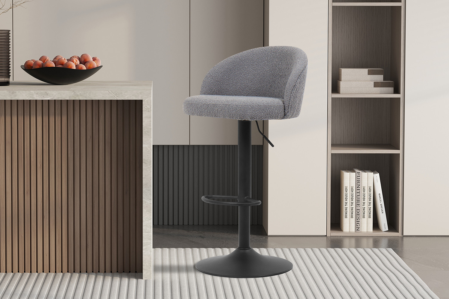 Tabouret de bar 'Arda' Bouclé Gris clair – Image 2