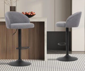 Tabouret de bar 'Arda' Bouclé Gris clair