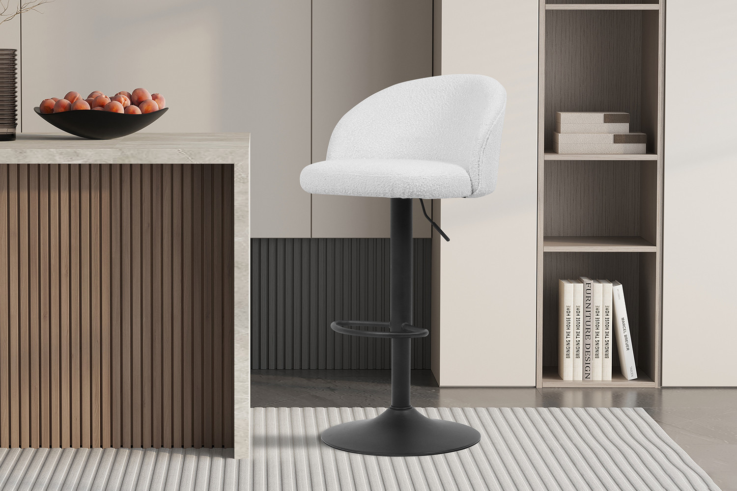 Tabouret de bar 'Arda' Bouclé Blanc – Image 2