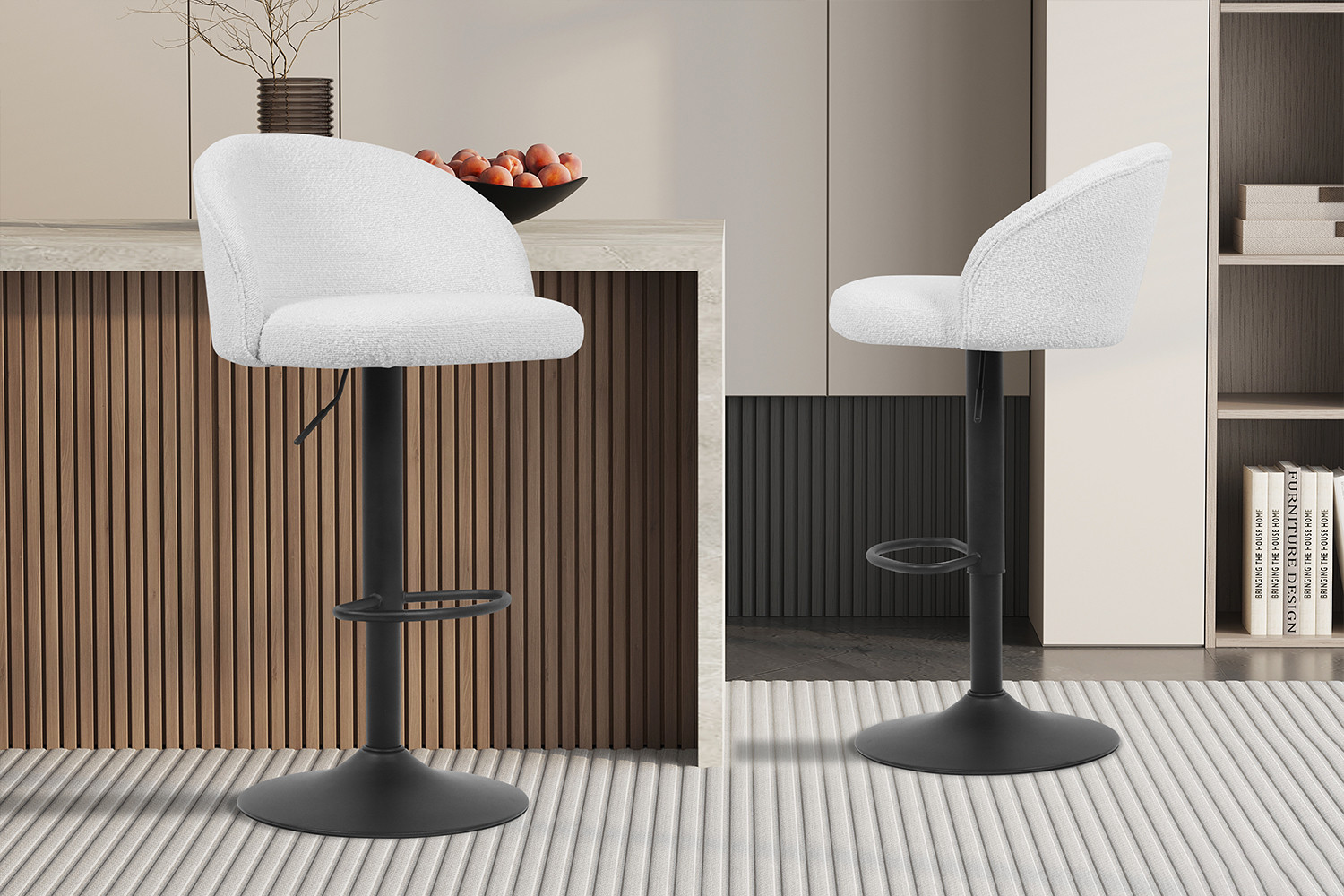 Tabouret de bar 'Arda' Bouclé Blanc