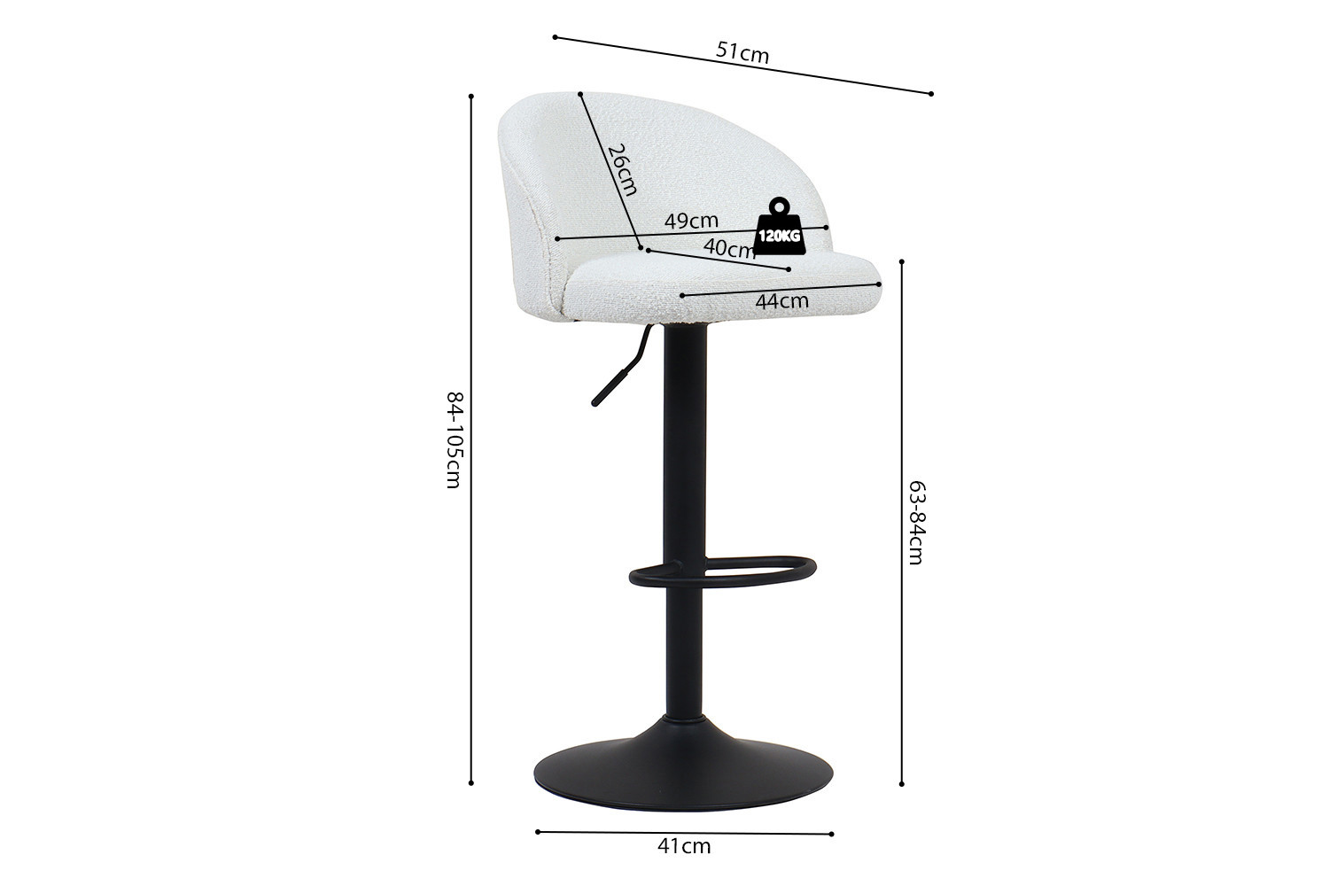 Tabouret de bar 'Arda' Bouclé Blanc – Image 8