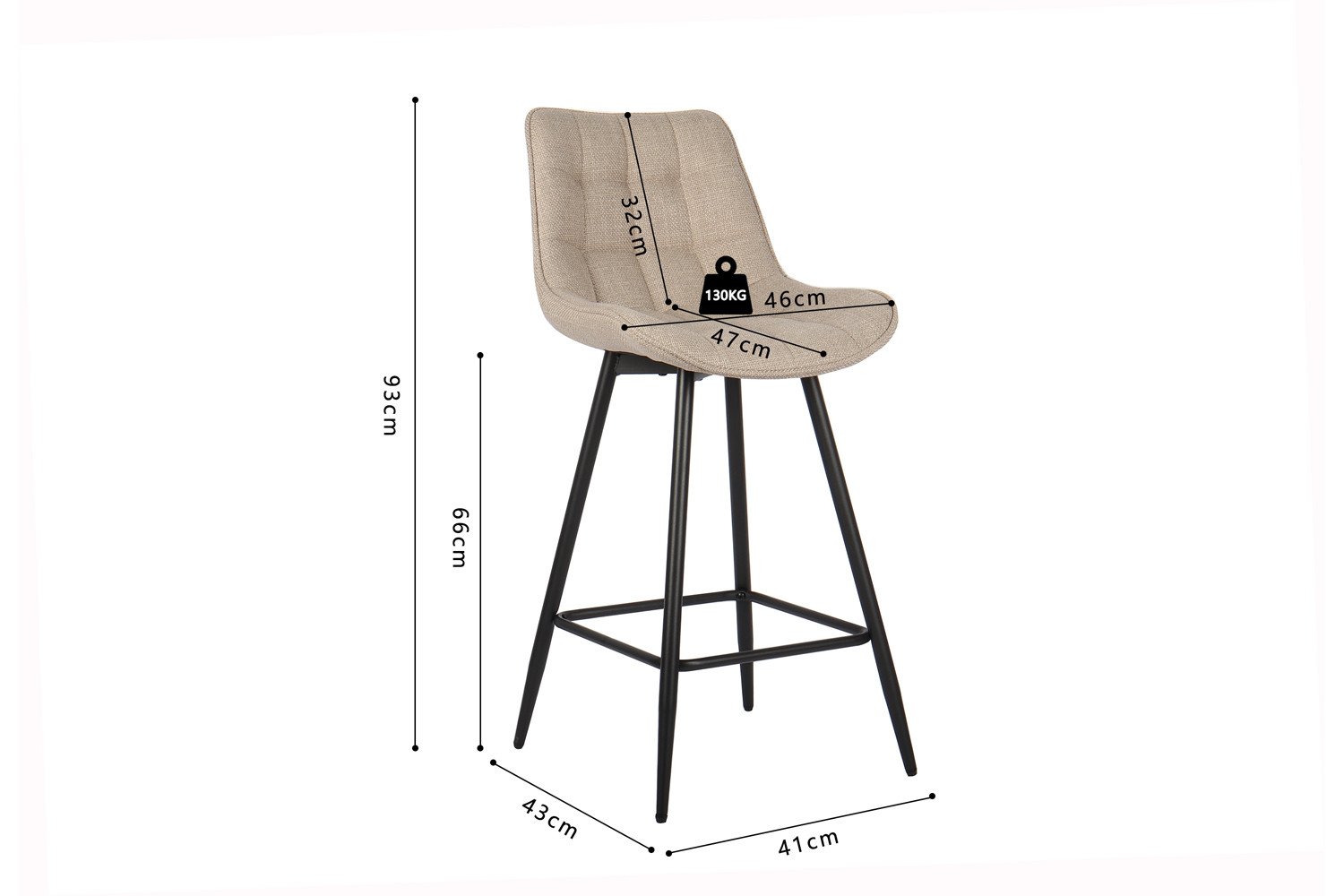 Chaise de comptoir 'Ariba' Tissu Ote Montego 178 Beige/Gris clair – Image 8