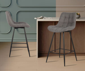 Chaise de comptoir 'Ariba' Tissu Ote Montego 466 Gris
