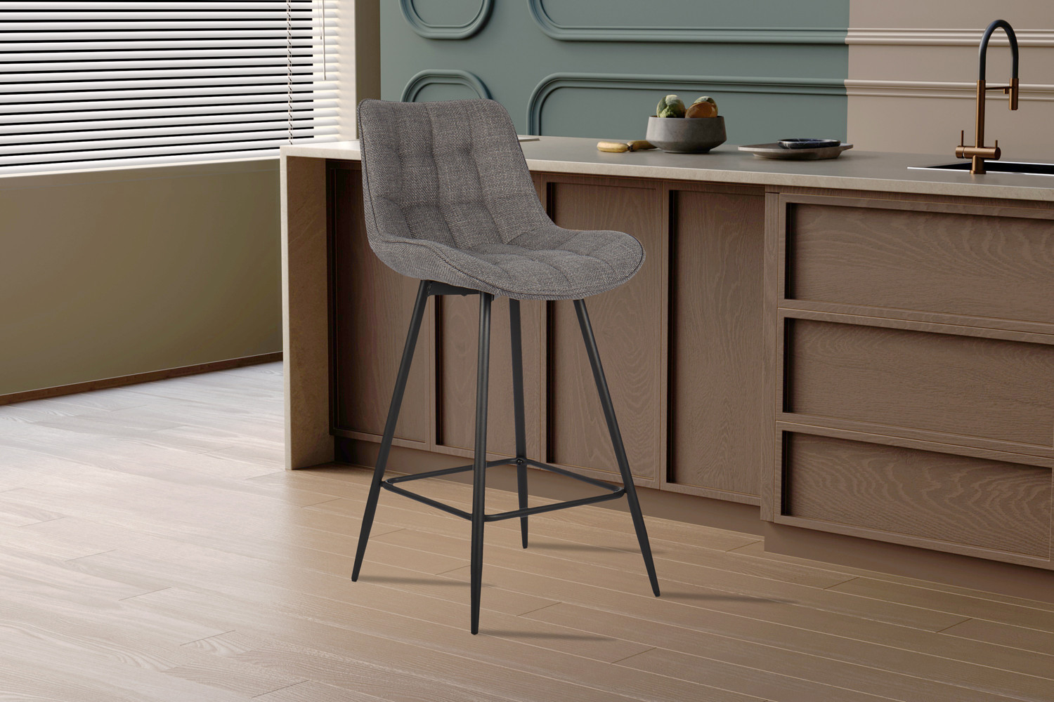 Chaise de comptoir 'Ariba' Tissu Ote Montego 466 Gris – Image 2