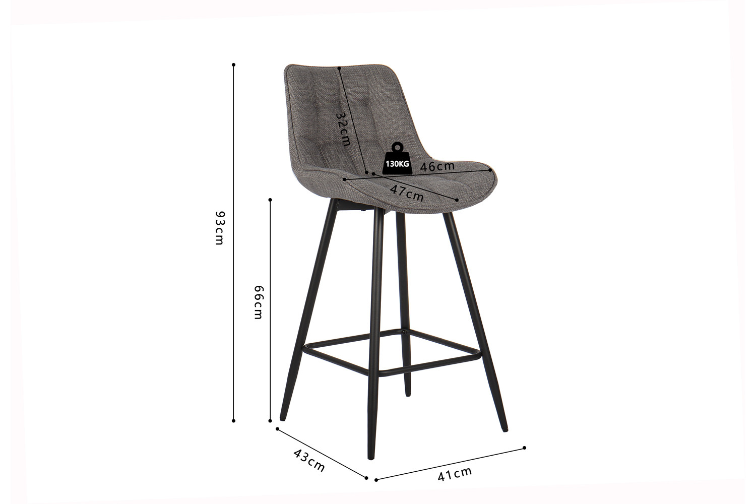 Chaise de comptoir 'Ariba' Tissu Ote Montego 466 Gris – Image 8