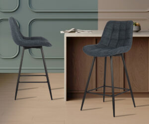 Chaise de comptoir 'Ariba' Tissu Ote Montego 303 Bleu foncé