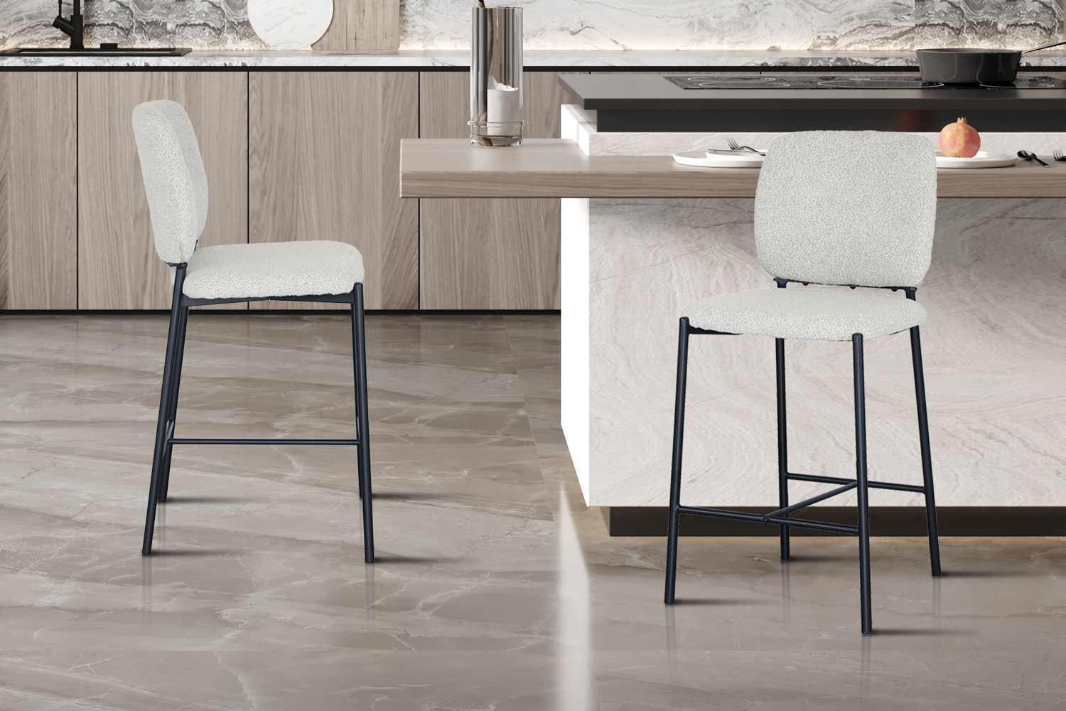 Chaise de comptoir 'Sophia' Tissu Beige