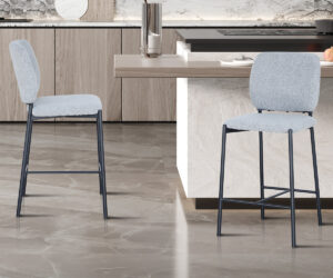 Chaise de comptoir 'Sophia' Tissu Gris clair