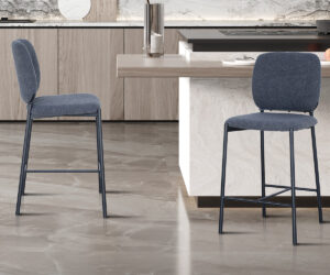 Chaise de comptoir 'Sophia' Tissu Gris foncé