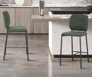 Chaise de comptoir 'Sophia' Tissu Vert