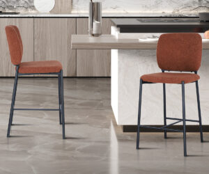 Chaise de comptoir 'Sophia' Tissu Rouille