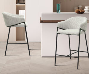 Chaise de comptoir 'Hugo' Corduroy Gris clair