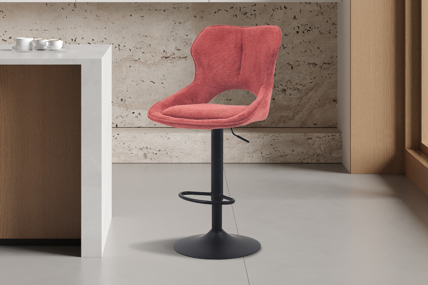 Chaise de bar 'Mori' Tissu Ote Share 230 Rouge – Image 2