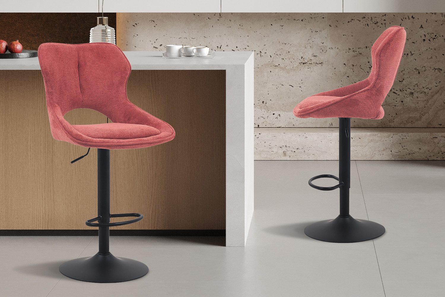 Chaise de bar 'Mori' Tissu Ote Share 230 Rouge