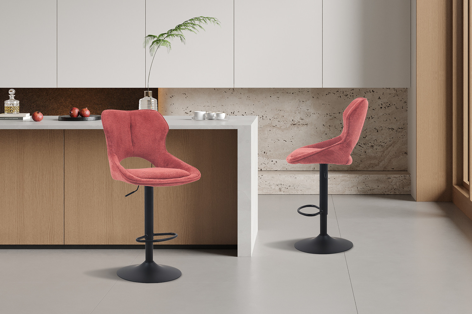 Chaise de bar 'Mori' Tissu Ote Share 230 Rouge – Image 3